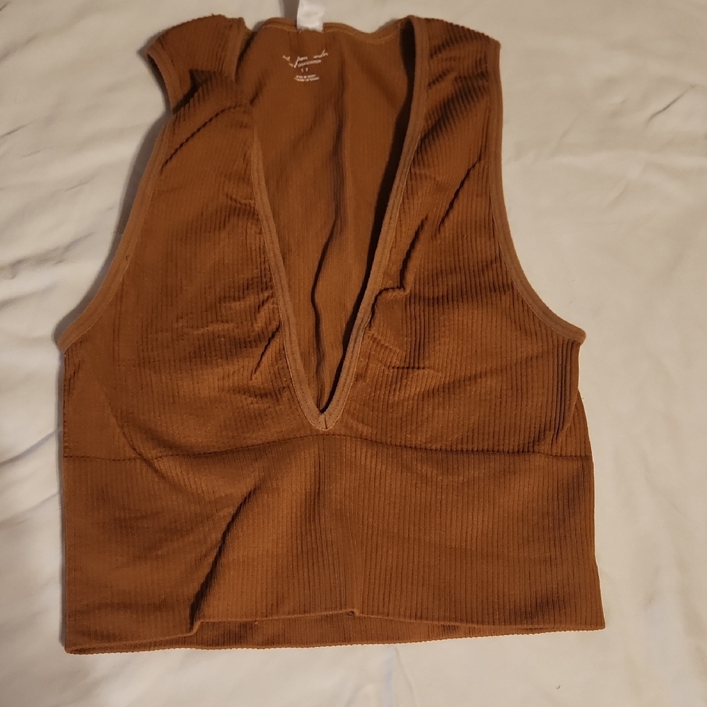 Urban Outfitters Deep V-Neck Brown Tank Top